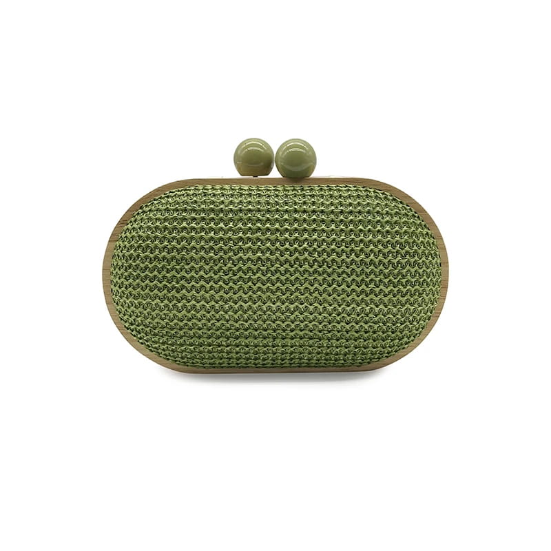 Oval PP Straw Clutch Bag for Women