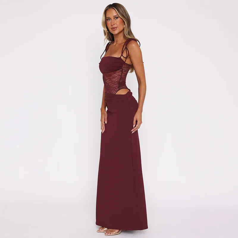 Elegant Lace Cut Out Maxi Dresses for Women
