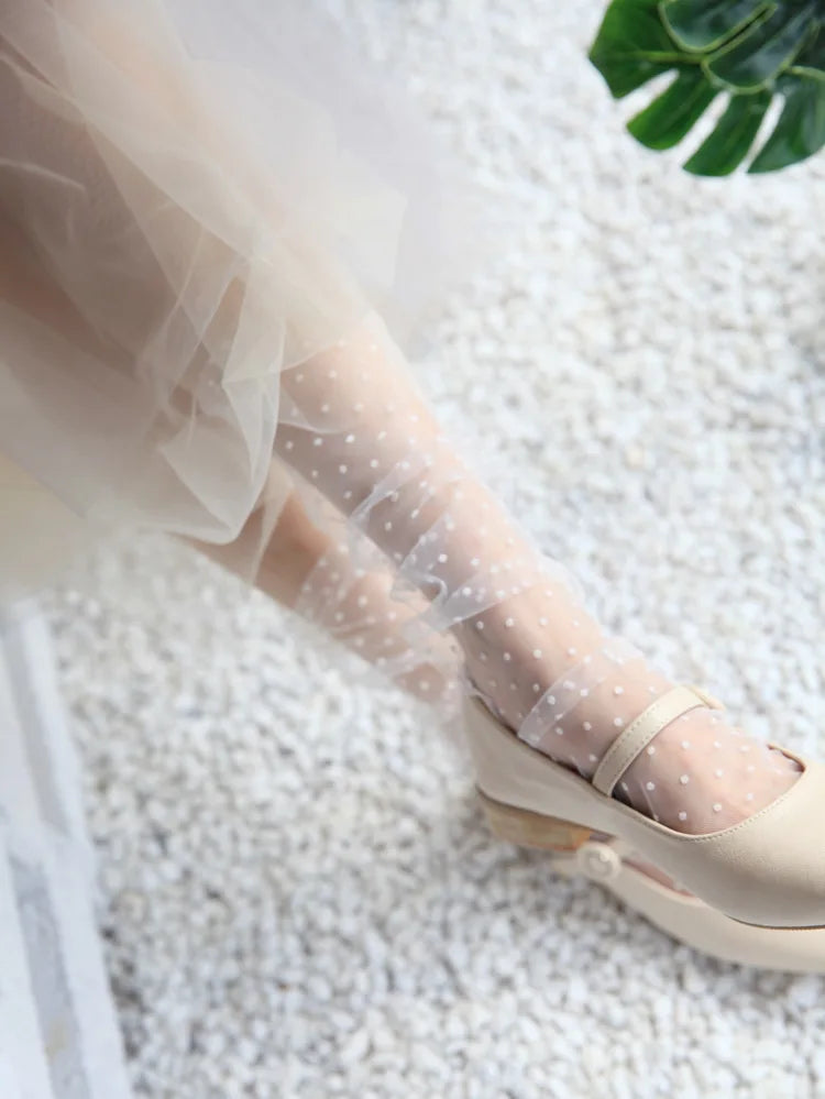 Dot Lace Socks Women Transparent Mesh Ankle
