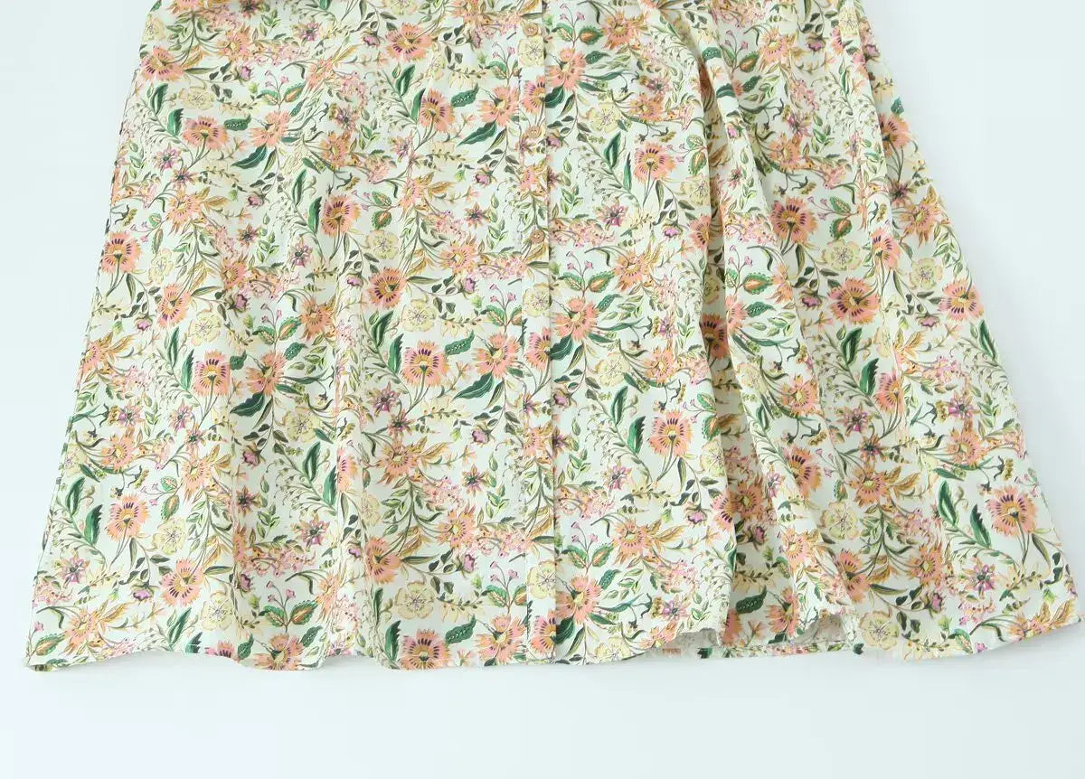 Women Floral Print Midi Dress with Belt