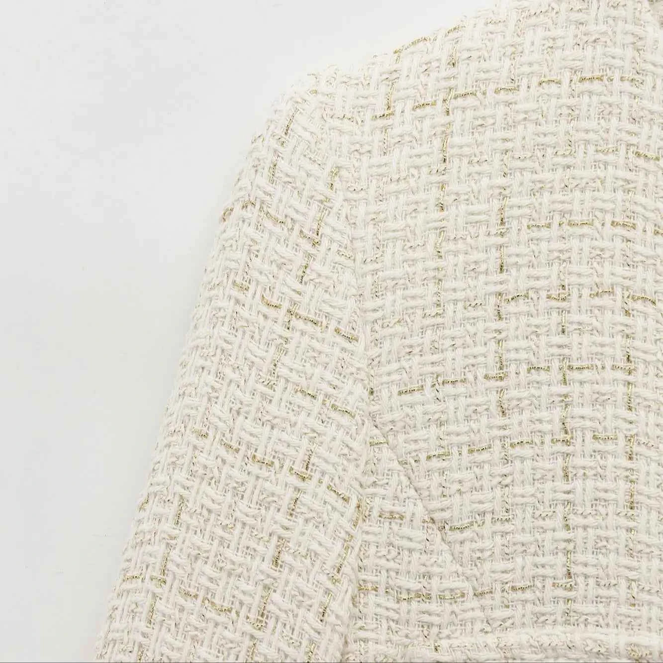 Women Tweed Single Breasted Elegant Jacket