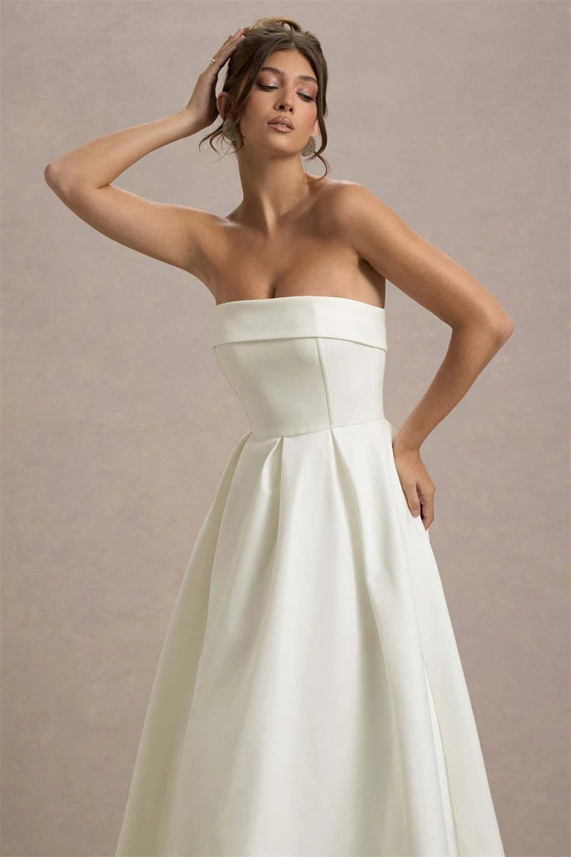 Off-shoulder Strapless Midi Dress Women