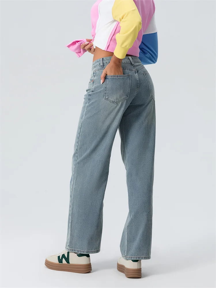 Women Wide Leg Boyfriend Jeans