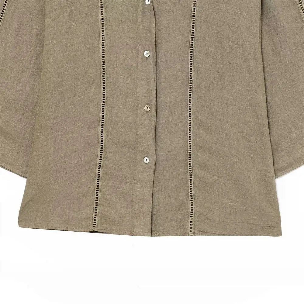 Women’s Long Sleeved V-neck Shirt Mid Waist Wide Leg Pants