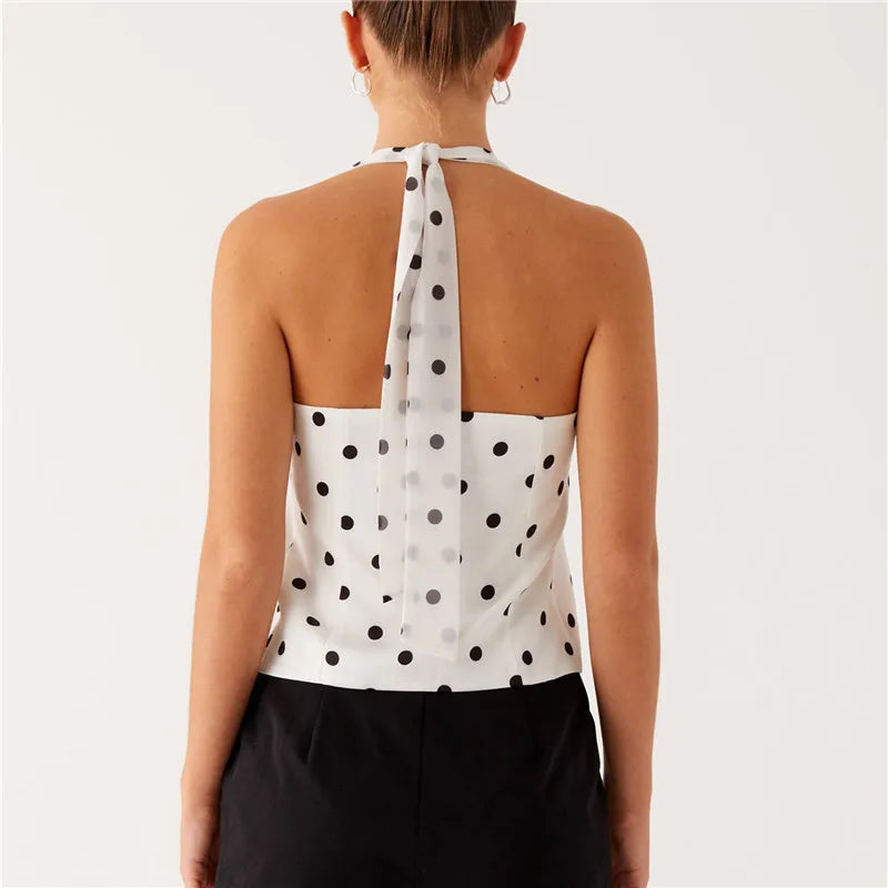 Women’s Halter Crop Top Deep V Neck