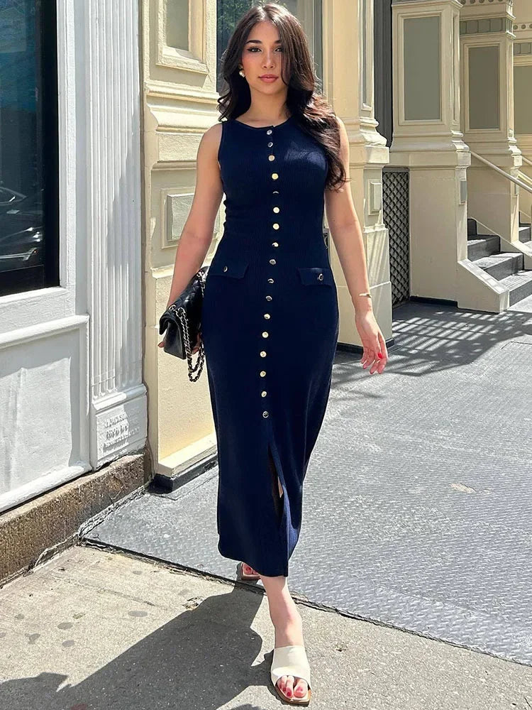 Knit Ribbed Cardigan Maxi Dress - Norellé