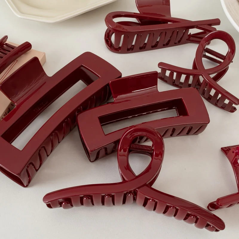 Women Large Dark Red Color Hair Claws