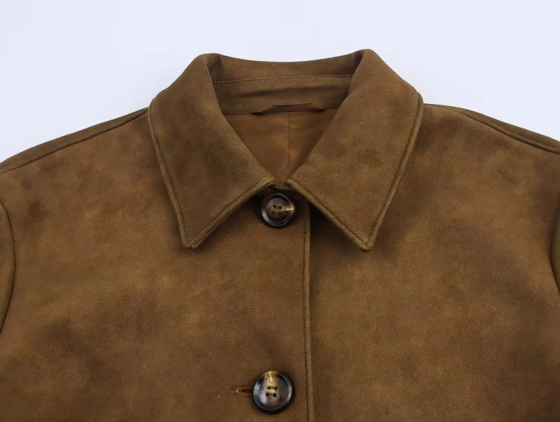Women Pilots Jacket-Pull-Down Collar, Long Sleeves, Hidden Pockets