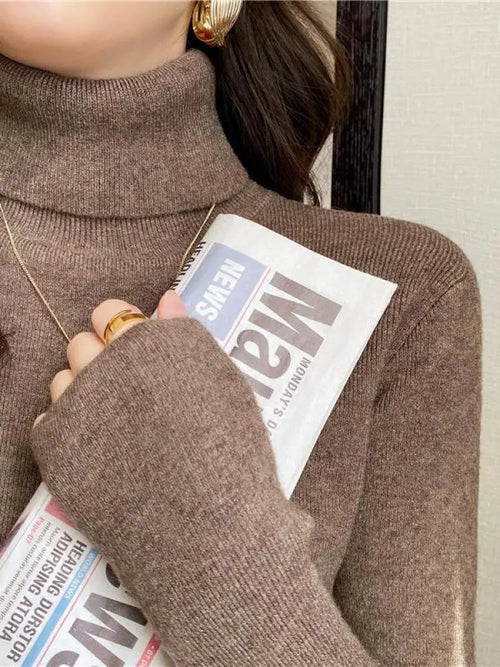 Basic Slim soft solid color turtleneck Sweater - Norellé