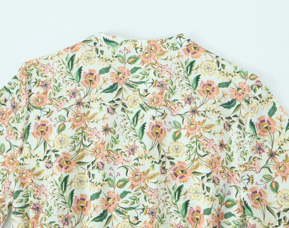 Women Floral Print Midi Dress with Belt