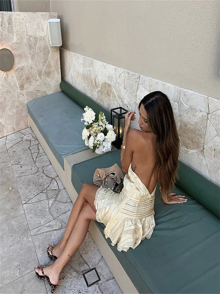 Ruffle Halter Mini Dress - Norellé