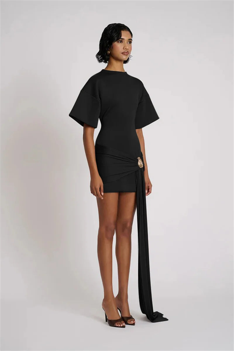 Short Sleeve Ruched Mini Dress Women