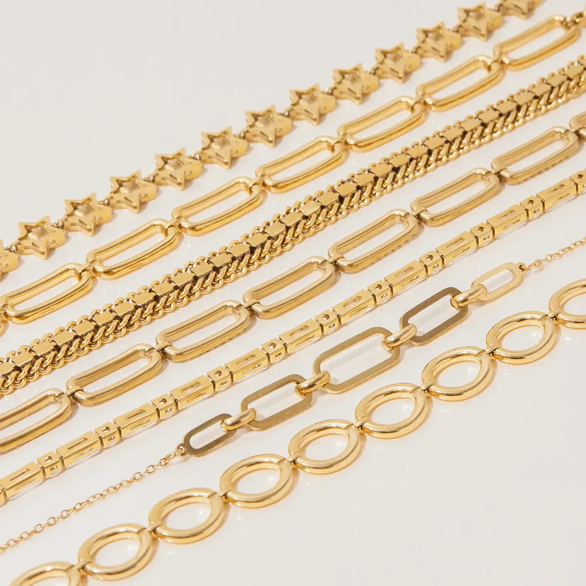 Stainless Steel White Rhinestone Paper Clip Hollow Bracelet