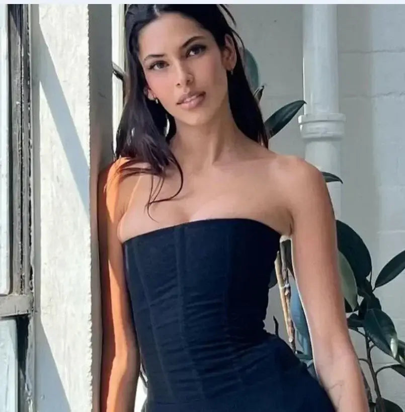 Mesh Backless Vest Strapless Solid Slim Top Women’s