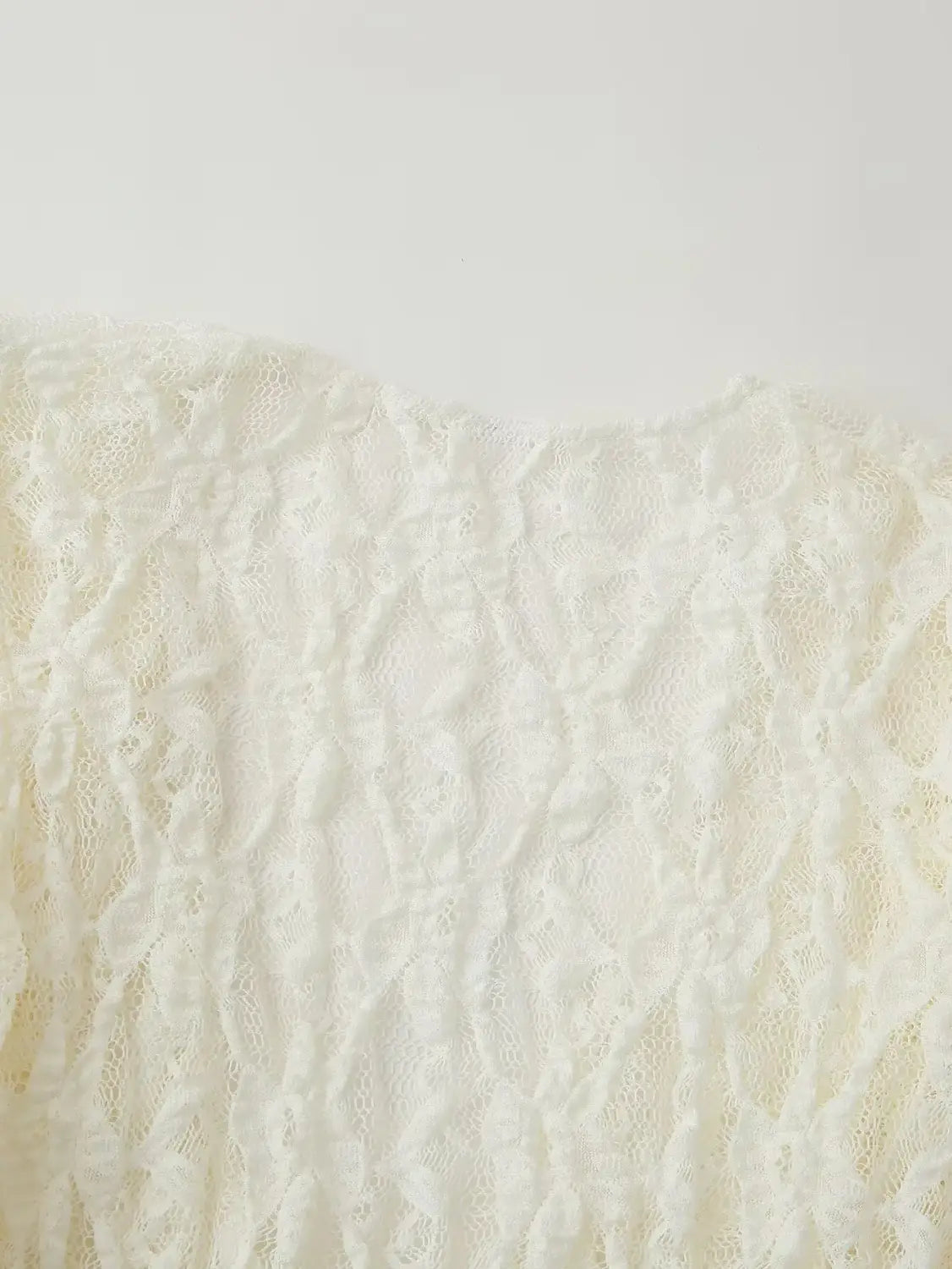 Women Bow Layered Lace Shirt Hollow V-neck