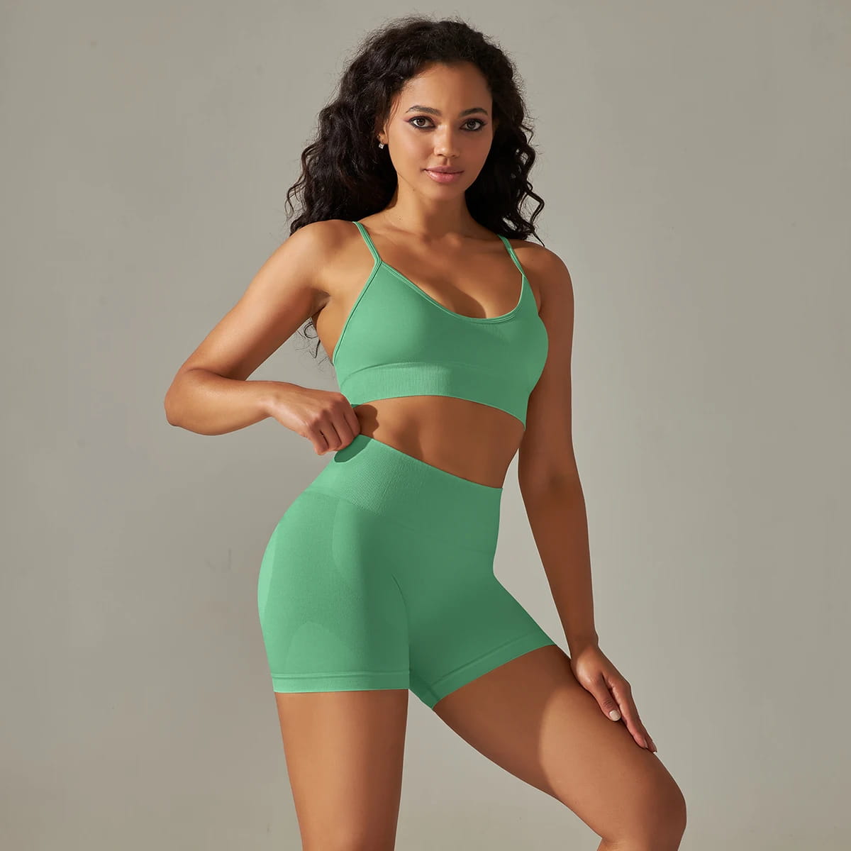 Seamless Yoga Set Camisole Bra Shorts