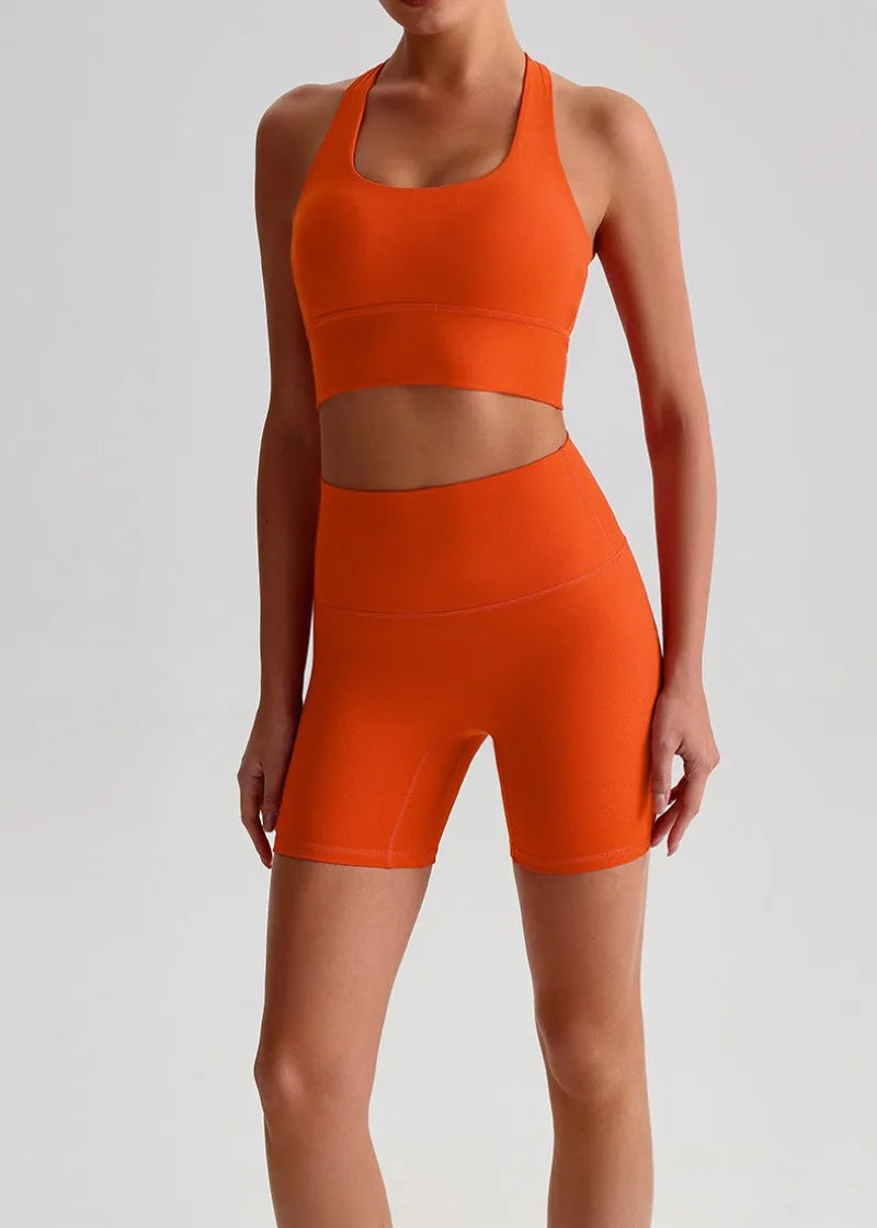 Women’s Seamless Yoga Set - Quick-Dry Naked Feel Backless Bra Booty-Lifting Shorts