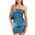Print Pleated Pullover Cover Buttock Wrap short Dress - Norellé