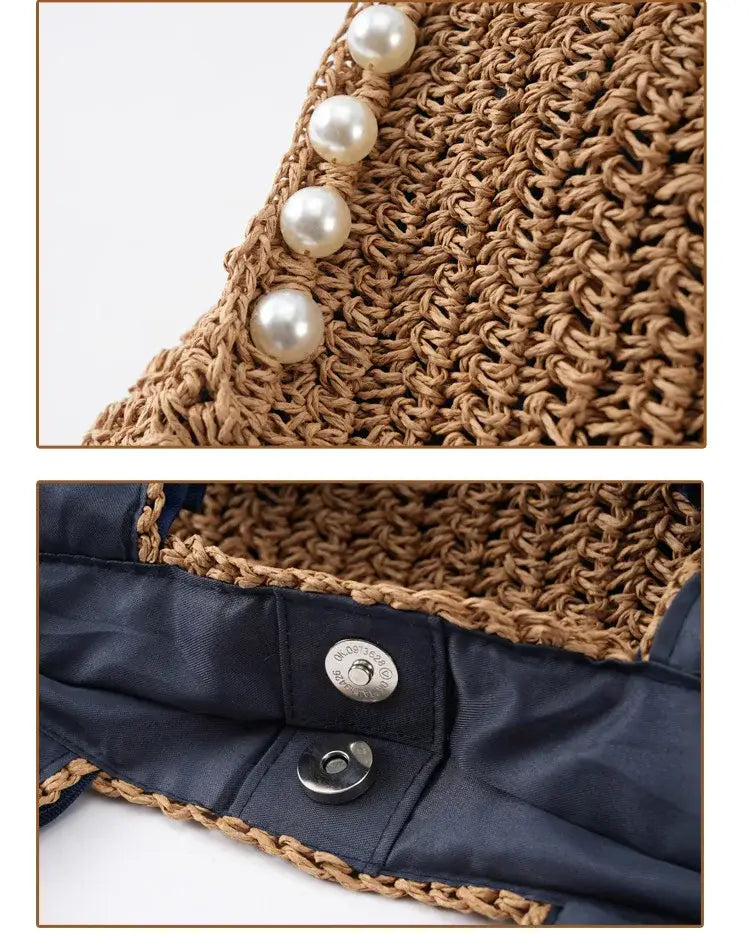 Pearls Straw Bags for Women