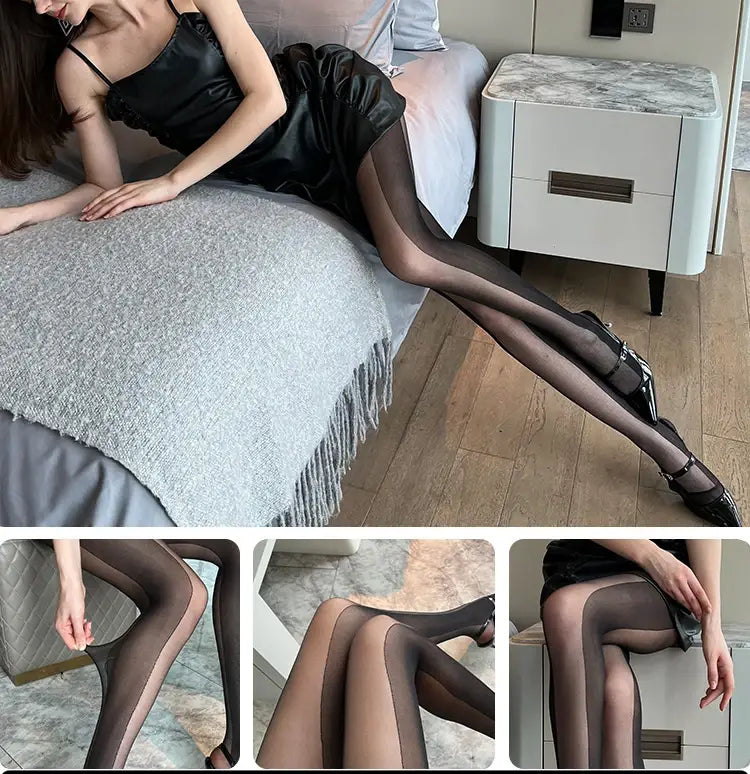 Women’s Stockings Ultra-thin Black Silk Splicing Long Legs Tights