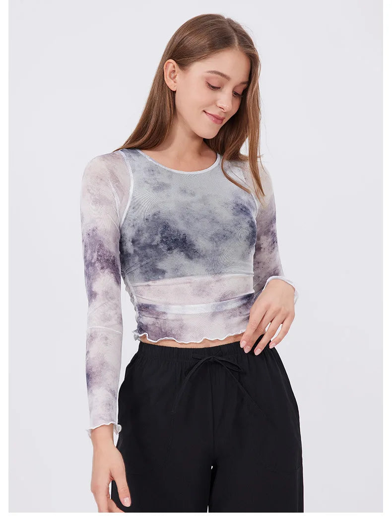 Women Long Sleeve With Chest Pad T-shirt Gym Workout Vest