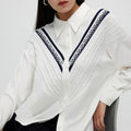 Women's Blouse Knitted Patchwork Striped Blouse Casual Fashion - Norellé