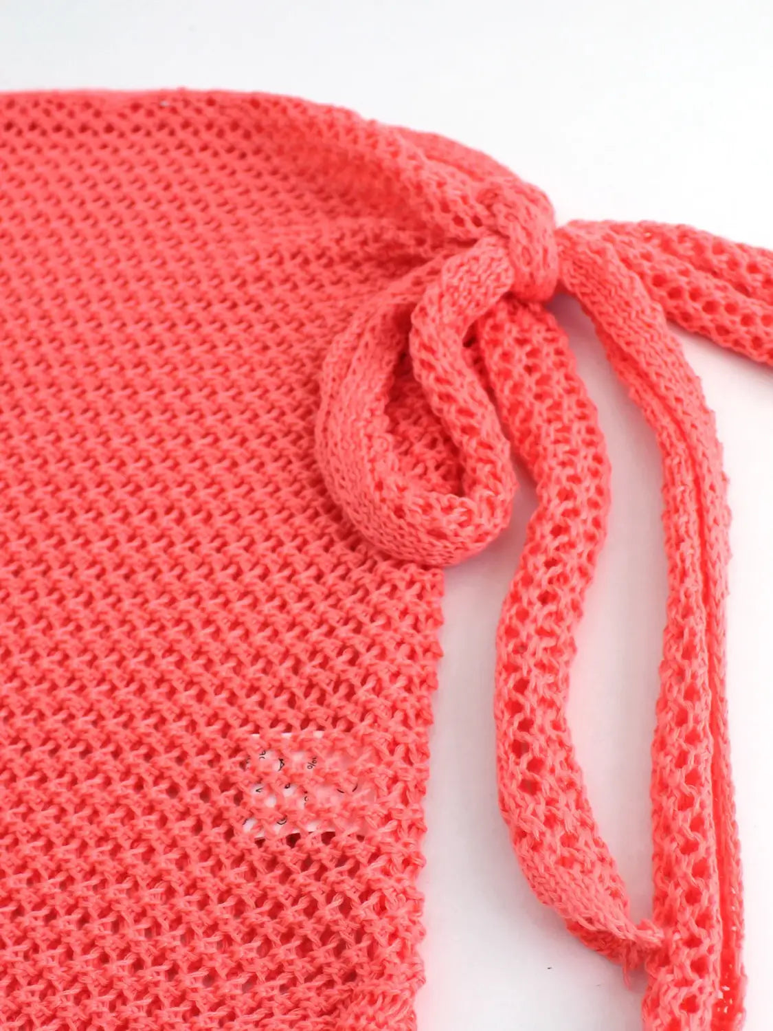 Women’s Knitted Short Skirt with Hollow Straps and Slit Beach Cover Up