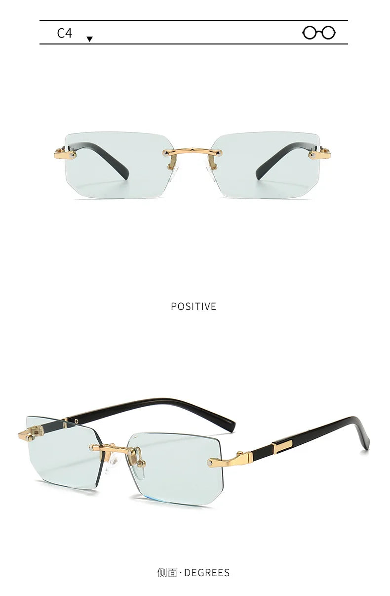 Rimless Sunglasses Rectangle Women