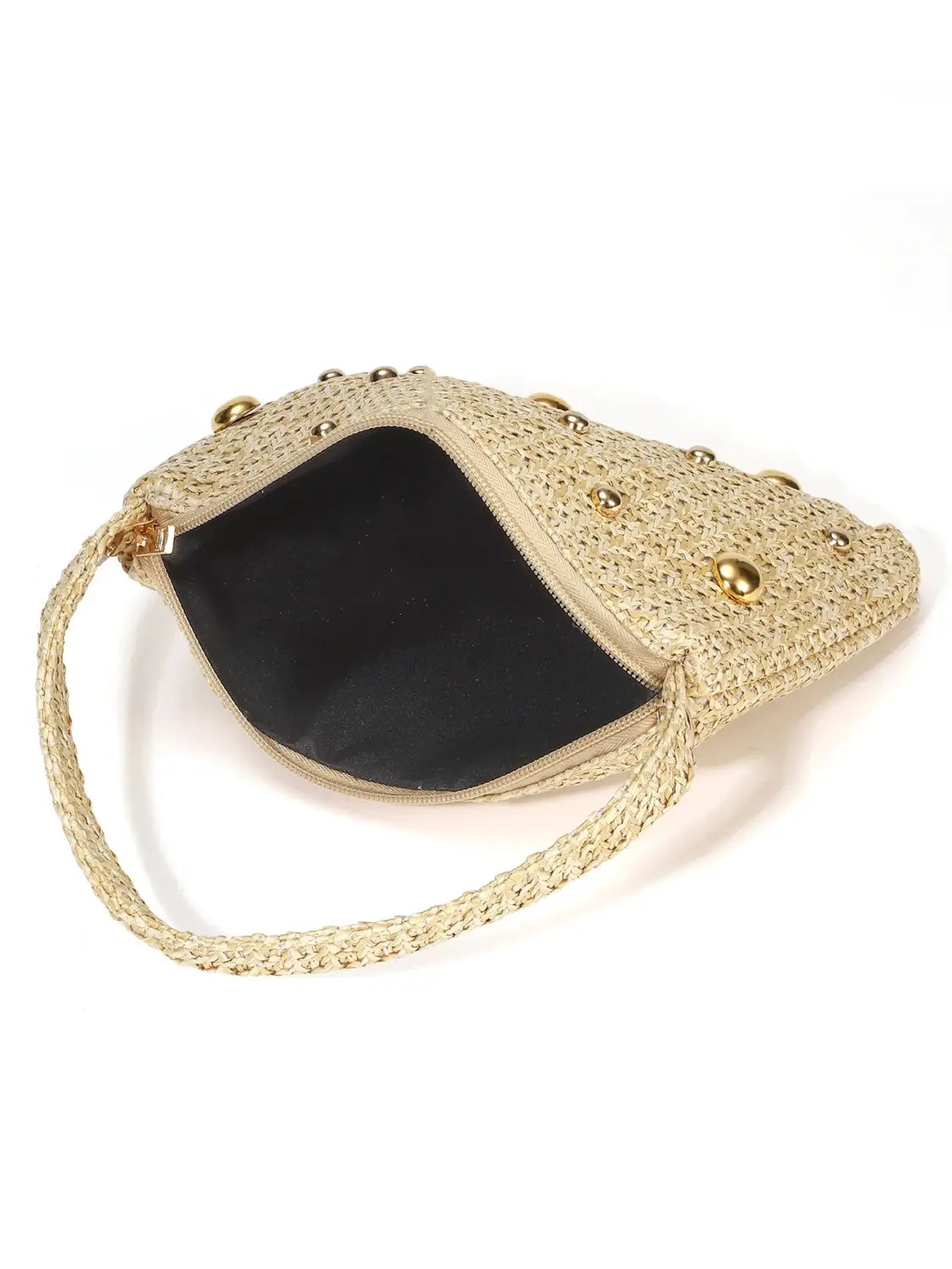 Woven Handbags Summer Metal Round Handle Straw Bag