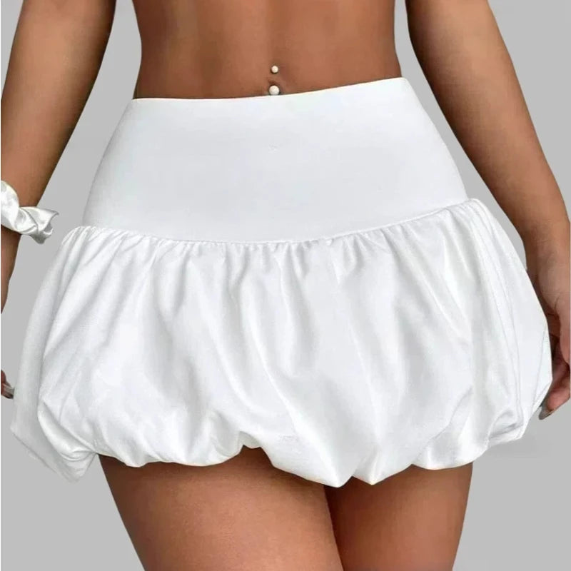 Women Pleated Bubble Mini Skirt