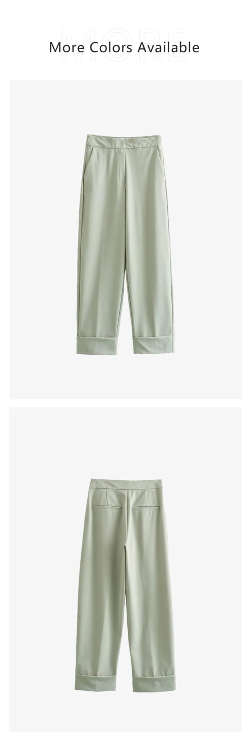 Women’s Suit Coat Curled Hem Straight Leg Trouser Set