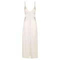 Women's Vintage Solid Silky Sleeveless Deep V -Neck High Waist Long Dress - Norellé