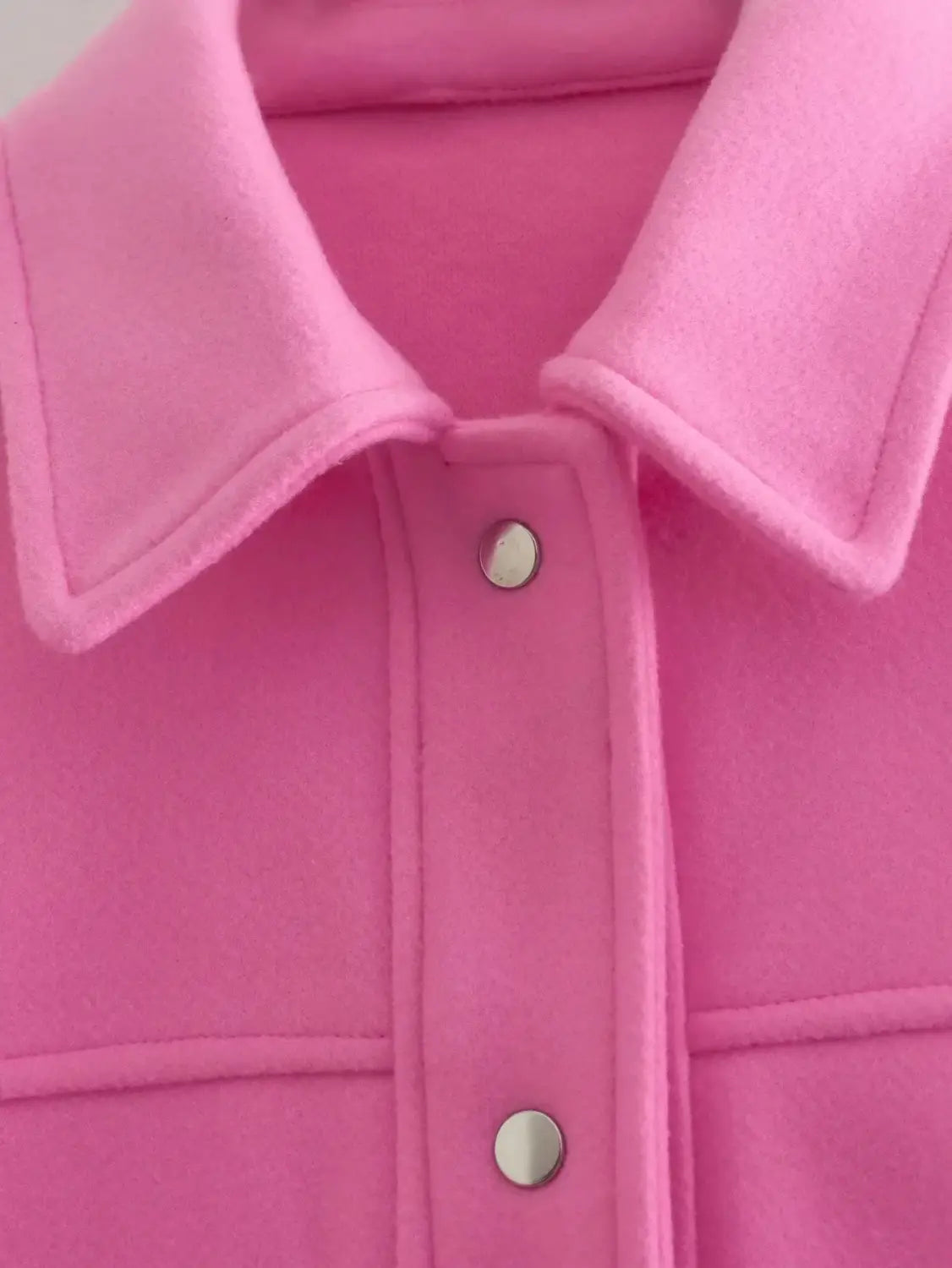 Solid Front Pockets Button Long Sleeve Jacket