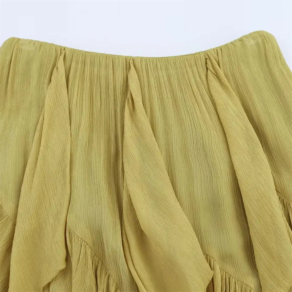 Women’s Splicing Irregular Versatile Solid Color Temperament Half Skirt
