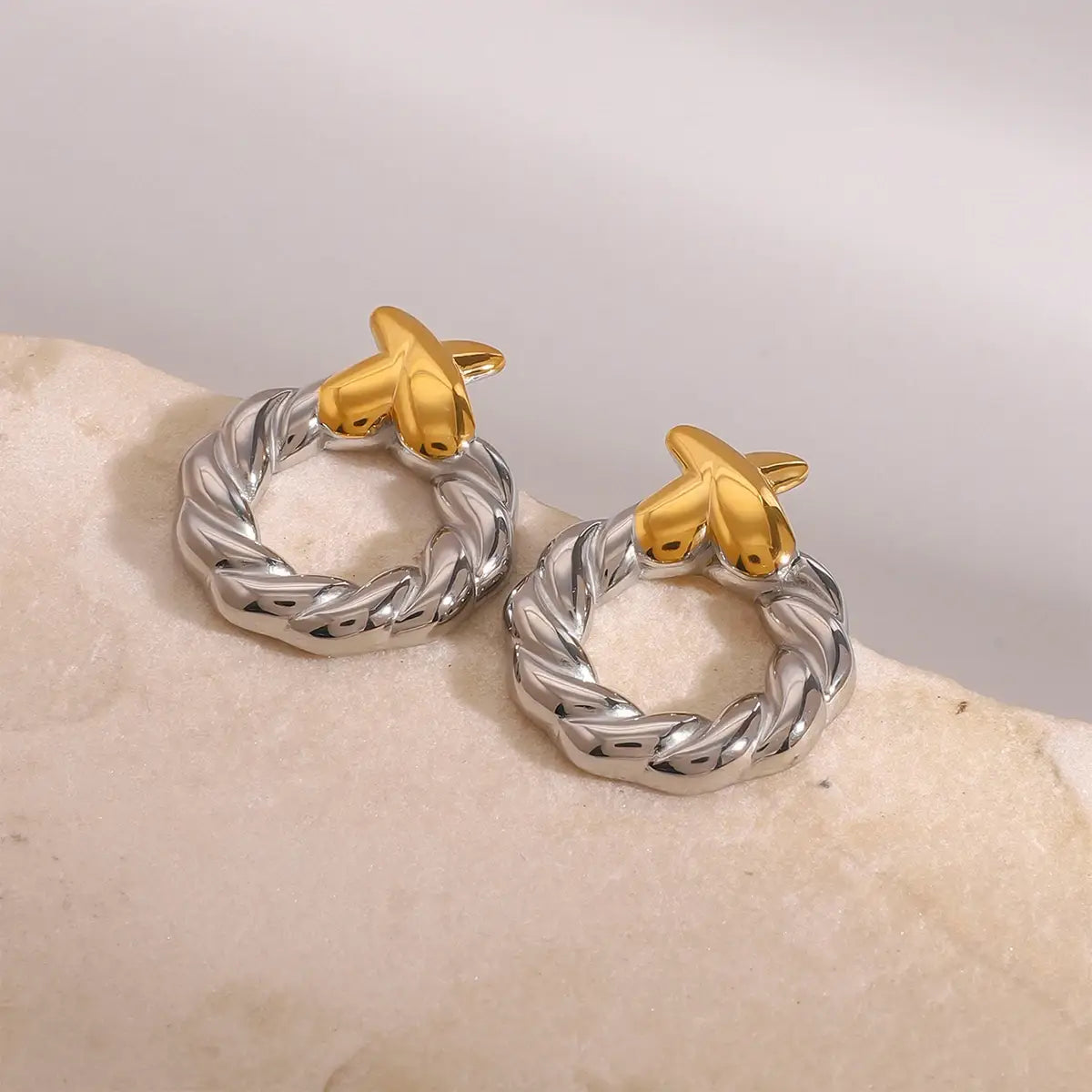 Fried Dough Twists Cross Earrings