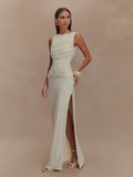 Sleeveless Pleated Bodycon Elegant Backless Maxi Dress Women - Norellé