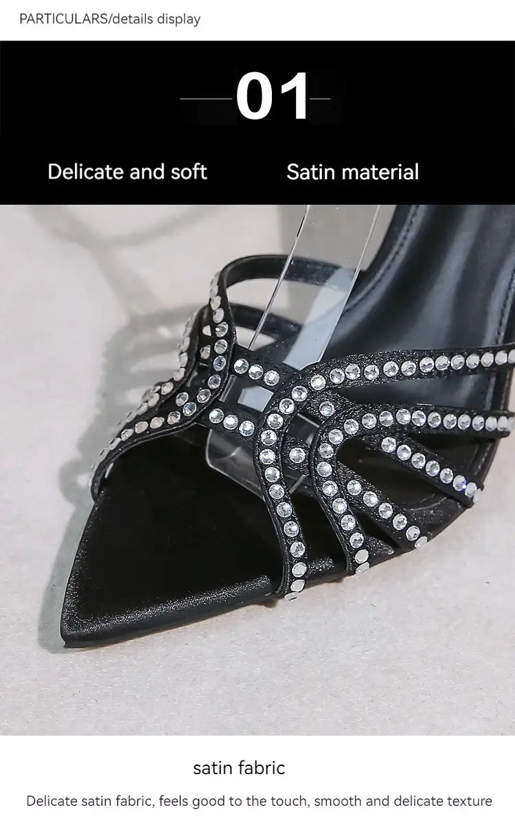 Women’s High-heeled Sandals with Rhinestones