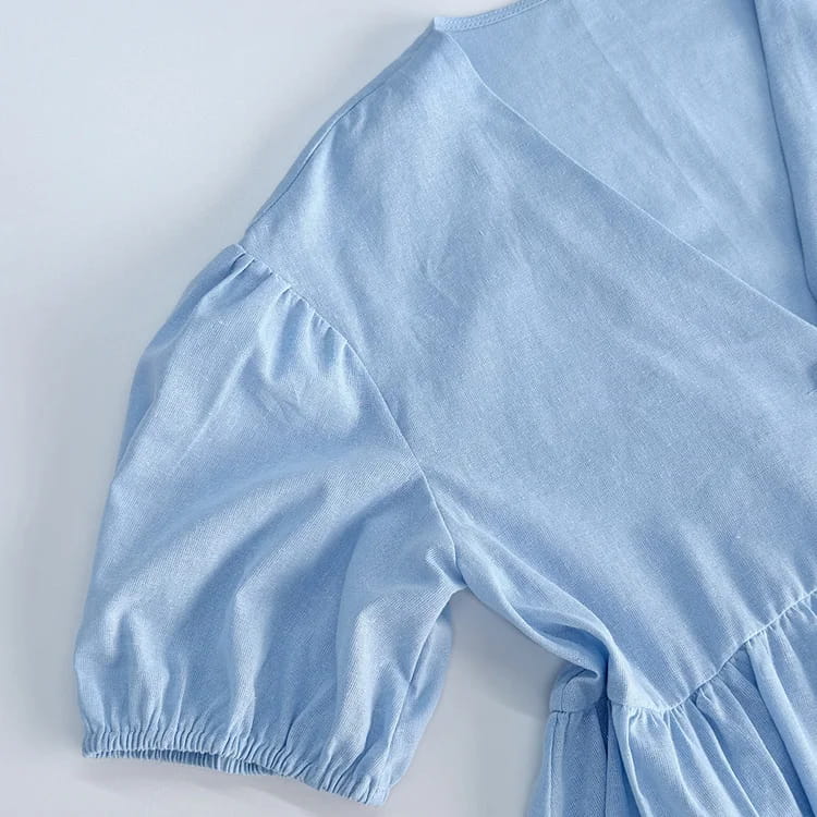 Women Pant Set Suits Cotton Solid Outfits V-neck