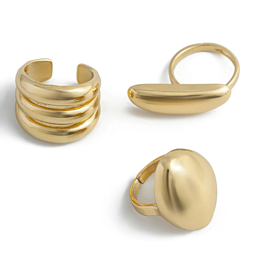 3pcs/set Exaggerated Metal Rings For Women