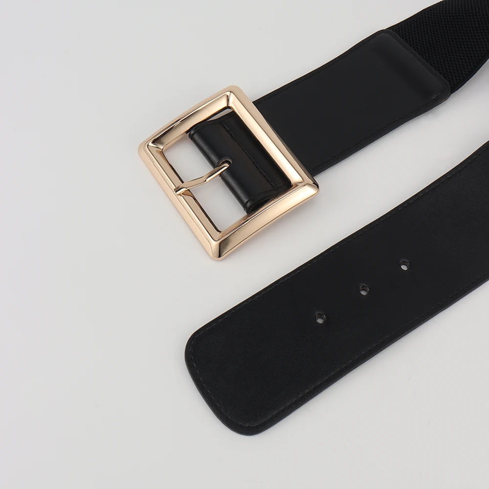 Simple Metal Pin Buckle Elastic Waist Belt