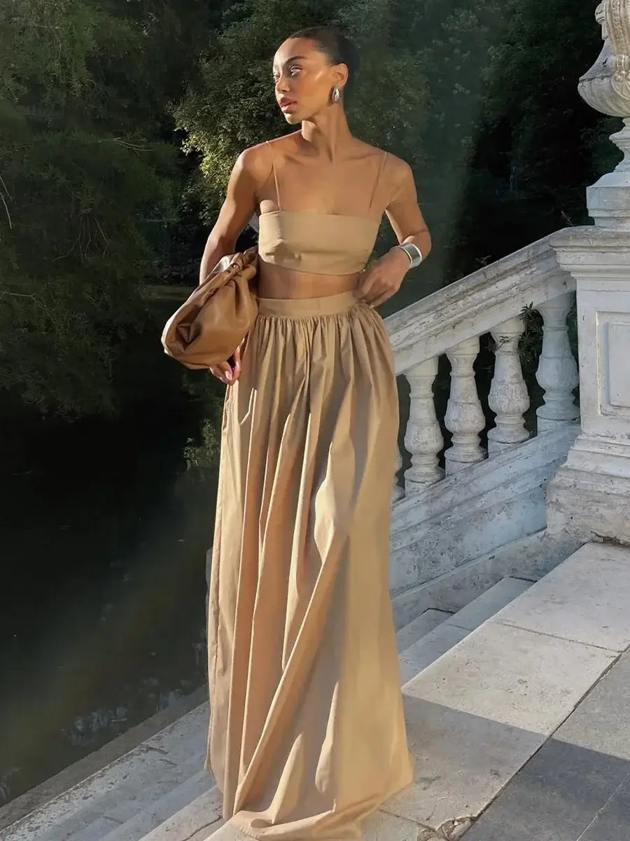 100% Cotton Suspender Underwear Half Long Skirt Set