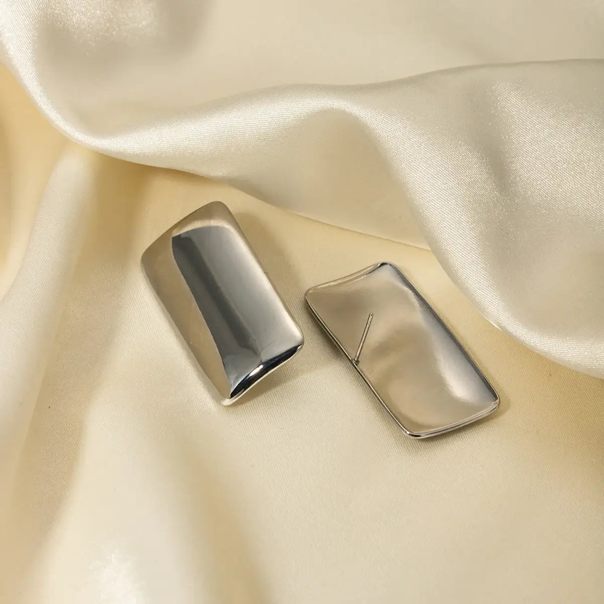 Stainless Steel Rectangular Glossy Earrings