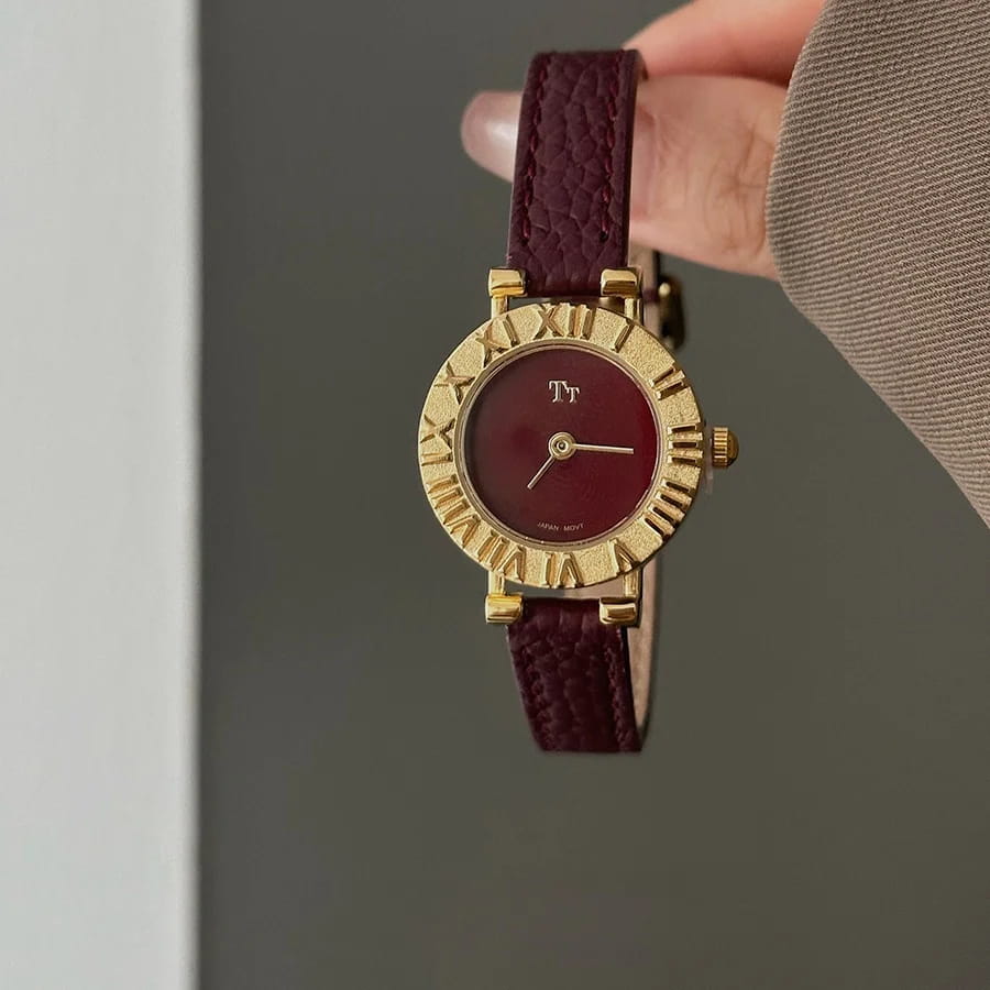 Genuine Leather Women’s Red Retro Watch