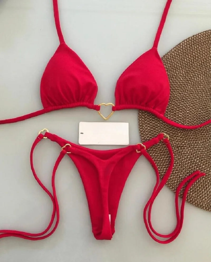 Halter Solid color Bikini Set Women's Swimsuit - Norellé
