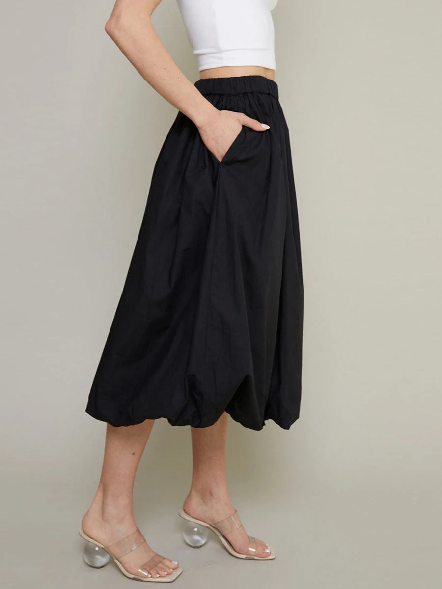 Bubble Skirt Women Elegant Elastic Waist