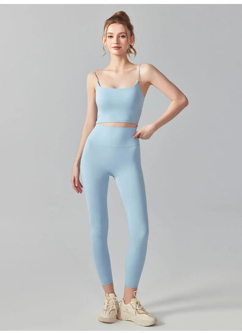 Women Back Circular Ring Fold Design Thin Shoulder Straps Tank Top