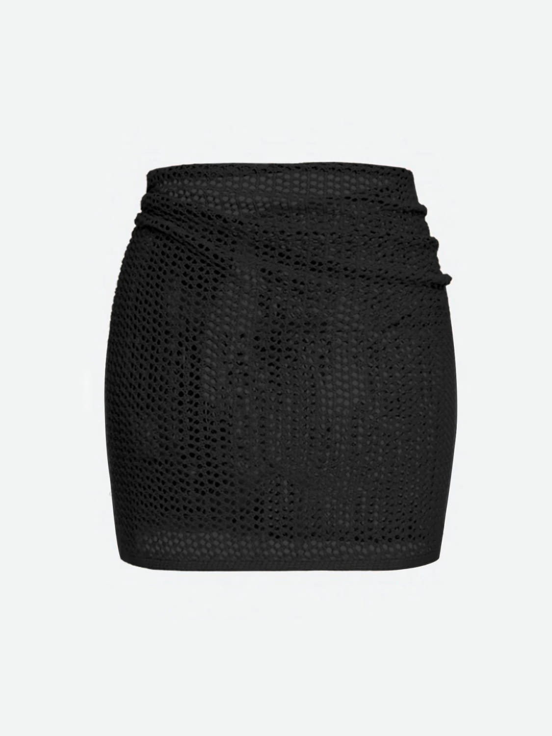 Women’s Knitted Short Skirt with Hollow Straps and Slit Beach Cover Up