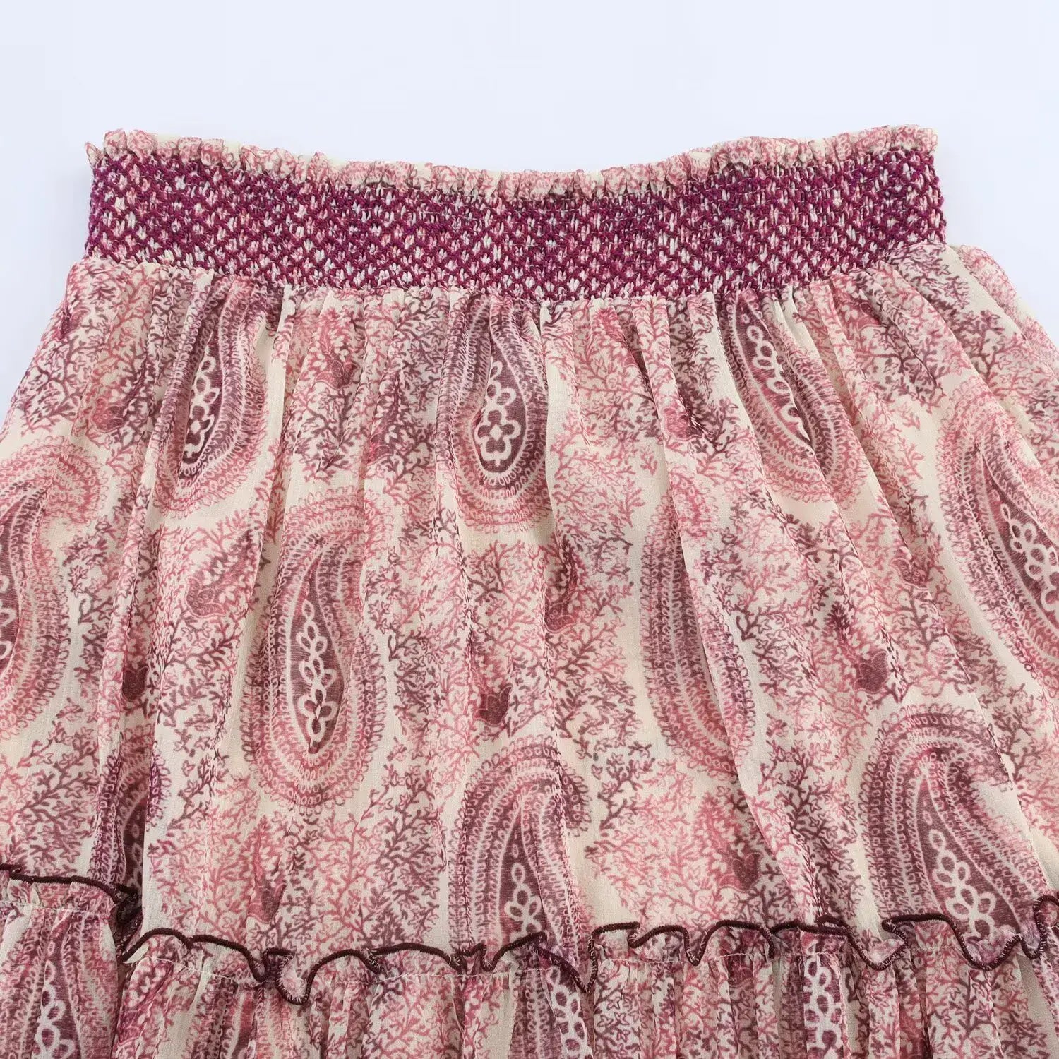 Women’s Half Skirt Retro Printed Elastic High Waist