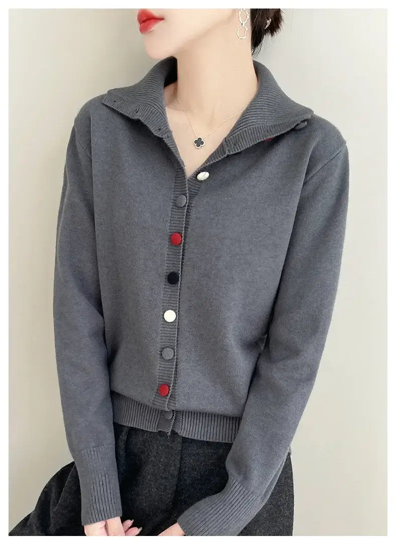 High Neck Knitted Sweater Cardigan Women’s