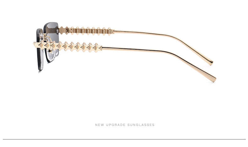 2pcs Rimless Metal Frame Square Sunglasses Women